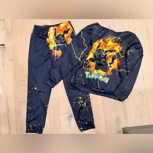 Pokemon Kids Black and Orange Jogger Set